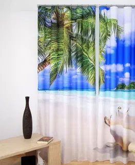 Luxusní hotové závěsy s potiskem 3D Exotická pláž závěsy na okno s mušlí