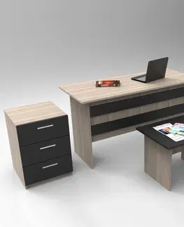 Kancelářské a psací stoly Set kancelářského nábytku VO9 dub černý