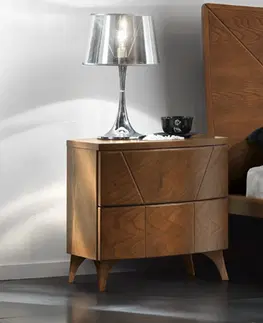 Designové a luxusní noční stolky Estila Masivní noční stolek Varietty v moderním italském stylu se dvěma šuplíky na nožičkách 55cm