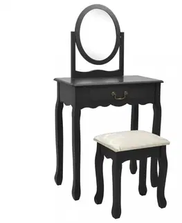 Noční stolky Toaletní stolek s taburetem Dekorhome Černá