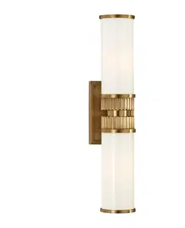 Industriální nástěnná svítidla HUDSON VALLEY nástěnné svítidlo HARPER mosaz/sklo staromosaz/opál E27 2x100W 1562-AGB-CE