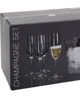 Sklenice PROHOME - Sklenice šampaňské 4ks+nádoba na led