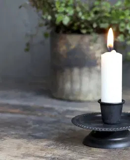 Svícny Černý antik svícen na úzkou svíčku Ferrio - 10*8*5cm Chic Antique 71067124 (71671-24)