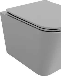 Záchody MEXEN Teo Závěsná WC mísa Rimless včetně sedátka s slow, Duroplast, světle šedá mat 30854061
