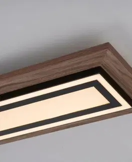 Klasická stropní svítidla PAUL NEUHAUS LED stropní svítidlo, imitace dřeva, stmívatelné, dálkový ovladač, CCT 2700-5000K