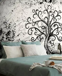 Samolepící tapety Samolepící tapeta černobílý symbol stromu života