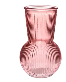 Vázy skleněné Skleněná váza Silvie, růžová, 17,5 x 11 cm