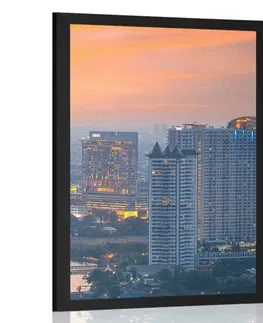 Města Plakát západ slunce ve městě Bangkok