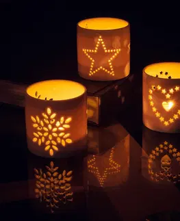 Svíčky a světelné dekorace 3dílná sada svícnů "Vánoční třpyt"