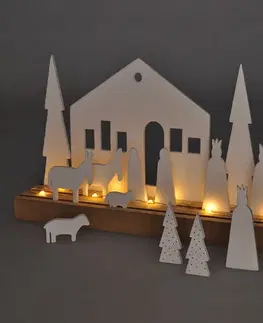 Vánoční dekorace Solight LED zimní vesnička, modulární, 14 prvků, 10x LED, 2x AAA