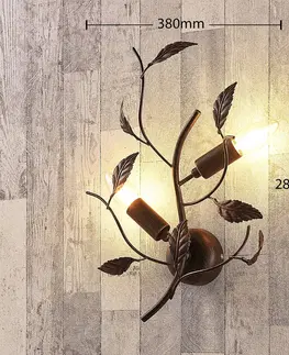 Nástěnná svítidla Lindby Nástěnná lampa Yos z kovu, dekor listí