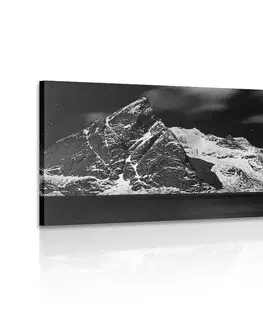 Černobílé obrazy Obraz noční krajina v Norsku v černobílém provedení