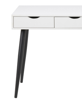 Psací stoly Dkton Designový psací stůl Nature 110 cm bílý-černý