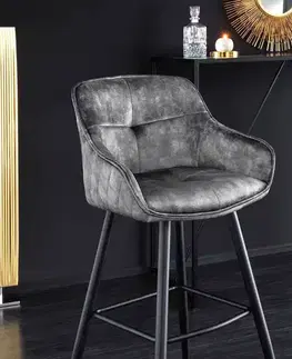 Barové židle LuxD Designová barová židle Natasha šedý samet