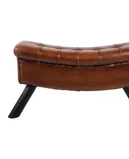 Židle Hnědá kožená lavice Miquel - 91*30*46 cm Clayre & Eef 50537