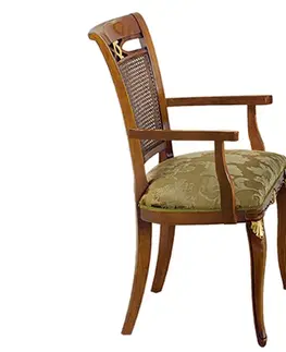 Luxusní jídelní židle Estila Luxusní klasická čalouněná jídelní židle Pasiones z masivu s opěrkami 100cm