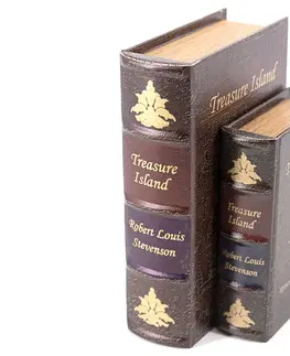 Různé luxusní dekorace a doplňky Estila Koloniální kožený set knih Ostrov pokladů v hnědém dekorativním obalu 27cm