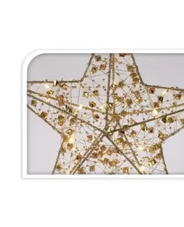 Vánoční dekorace Svítící vánoční hvězda Gold Diamond, 30 cm,  20 LED, teplá bílá, časovač