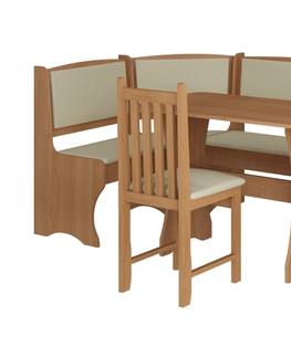 Jídelní sety Rohový jídelní set BUREWALA typ 2 se židlemi, olše/ekokůže béžová, 5 let záruka