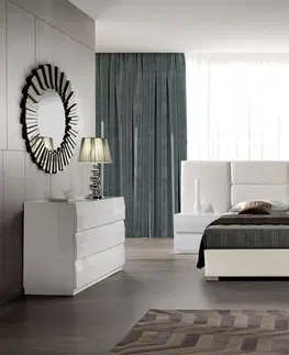 Luxusní a stylové postele Estila Moderní luxusní postel Sara s rozšířeným čelem s čalouněním z ekokůže 140-180cm