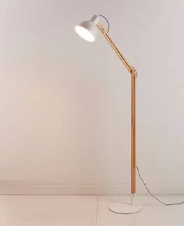Stojací lampy Lindby Shivanja - Stojací lampa ze dřeva a kovu