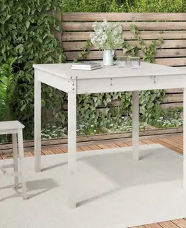 Zahradní stolky Zahradní stůl bílý 82,5 x 82,5 x 76 cm masivní borové dřevo