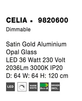 Designová závěsná svítidla NOVA LUCE závěsné svítidlo CELIA stmívatelné saténový zlatý hliník opálové sklo LED 36W 230V 3000K IP20 stmívatelné 9820600
