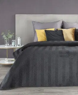 Luxusní oboustranné přehozy na postel Elegantní černý sametový přehoz s prošíváním