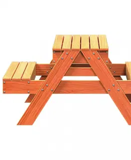 Zahradní stolky Dětský piknikový stůl s pískovištěm voskově hnědý borové dřevo