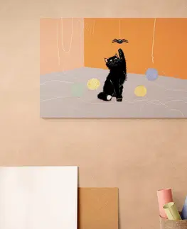 Obrazy kočky Obraz hravá kočka s klubky
