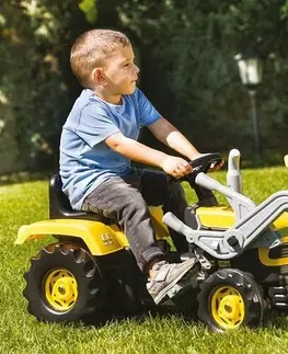 Dětská vozítka a příslušenství Dolu Šlapací traktor s rypadlem, žlutá, 53 x 113 x 45 cm