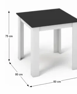 Jídelní stoly Jídelní stůl 80x80 KRAZ Tempo Kondela Černá / bílá