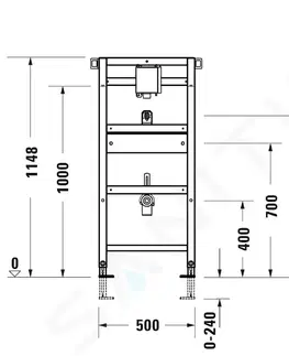 Záchody DURAVIT DuraSystem Předstěnová instalace pro pisoár, 115 cm, pro podomítkový tlakový splachovač WD3004000000