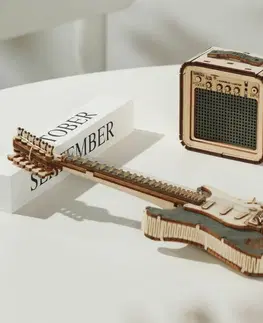 Dřevěné hračky RoboTime 3D dřevěné puzzle Elektrická kytara