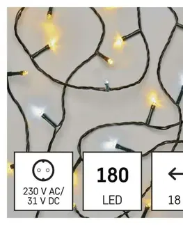LED řetězy EMOS LED vánoční řetěz, 18 m, venkovní i vnitřní, teplá/studená bílá, časovač D4AN06