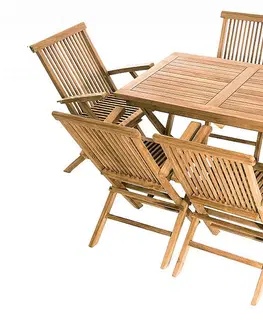 Zahradní židle a křesla DEOKORK Zahradní skládací křeslo s poduškou IVORY (teak)