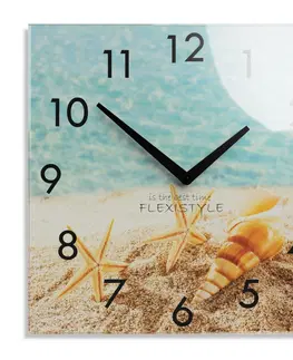 Nástěnné hodiny Dekorační skleněné hodiny 30 cm s motivem pláže