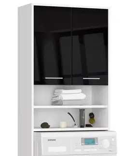 Koupelnový nábytek Ak furniture Koupelnová skříňka nad pračku Fin bílá/černá lesk