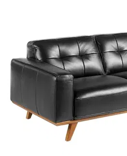 Luxusní a designové sedačky Estila Luxusní moderní dvousedačka Vita Naturale z pravé kůže černá 181cm
