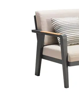 Zahradní židle a křesla Higold Zahradní křeslo HIGOLD - Emoti Single Sofa Black/Taupe Olefin