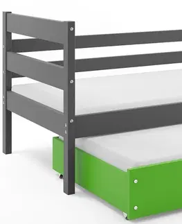 Postele BMS Dětská postel s přistýlkou Eryk 2 | šedá Barva: Šedá / zelená, Rozměr: 200 x 90 cm