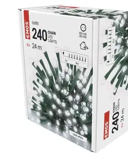 LED řetězy EMOS LED vánoční řetěz, 24 m, venkovní i vnitřní, studená bílá, časovač D4AC05