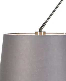 Zavesna svitidla Závěsná lampa s lněnými odstíny tmavě šedá 35 cm - ocel Blitz II