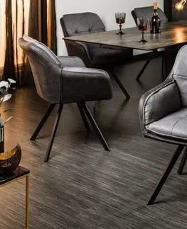 Luxusní jídelní židle Estila Retro židle Dex v šedé barvě 63cm