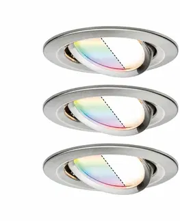 Chytré osvětlení PAULMANN SmartHome Zigbee vestavná svítidla sada LED Coin Nova Plus 3x3,5W RGBW kruhové kov kartáčovaný 929.65 P 92965