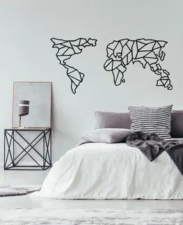 Bytové doplňky a dekorace Wallity Nástěnná kovová dekorace GEOMETRIC WORLD MAP černá