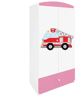 Dětský nábytek Kocot kids Dětská skříň Babydreams 90 cm hasičské auto růžová