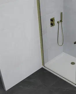 Sprchové vaničky MEXEN/S Pretoria sprchový kout křídlový 70x100, sklo transparent, zlatá + vanička 852-070-100-50-00-4010