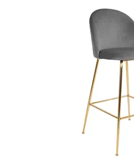 Barové židle Norddan Designová barová židle Kristopher, šedá / mosaz