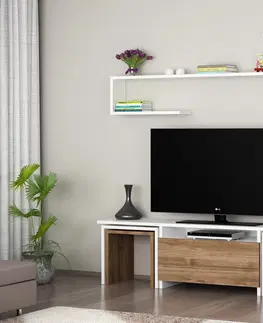 Obývací stěny a sestavy nábytku Televizní stěna EGE bílá ořech